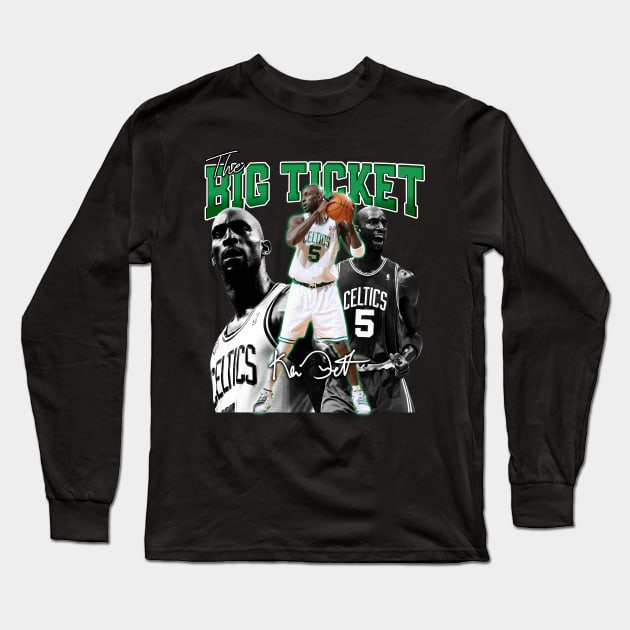 Kevin Garnett The Big Ticket Basketball Signature Vintage Retro 80s 90s Bootleg Rap Style Long Sleeve T-Shirt by CarDE